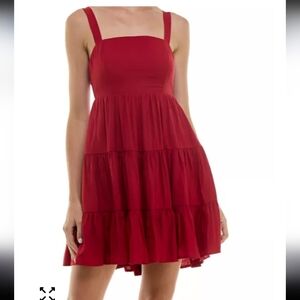 TRIXXI Tiered Smocked Square Neck Red Cami Dress, Size XL